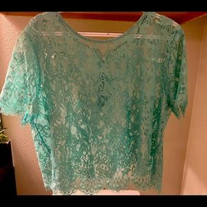 Mint Cropped Lace Blouse